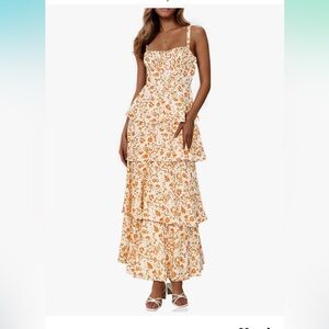 Floral Tiered Maxi Dress - Orange